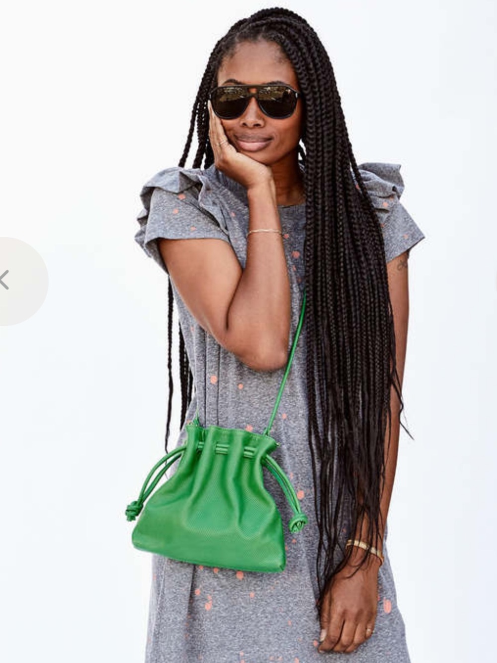 ISO - Clare V petit henri pouch in perforated green